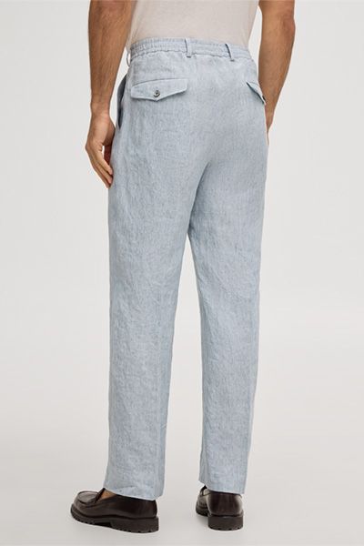 Weite Leinenhose mit Bundfalte