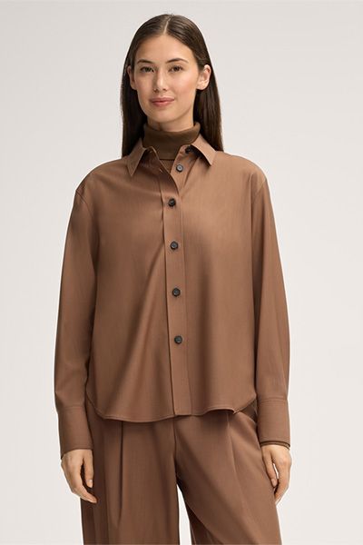 Klassische Hemdbluse aus Schurwolle