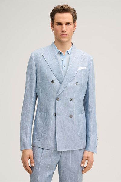 Doppelreihiger Leinen-Blazer mit Nadelstreifen
