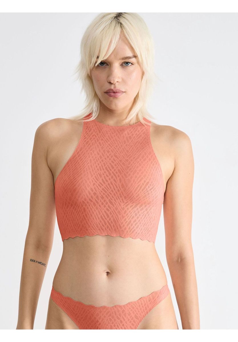 Nahtloses Stretch-Spitzen-Bustier-Top