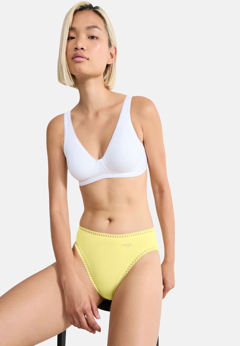 Baumwollmischung Slip mit Spitze, 3er-Pack