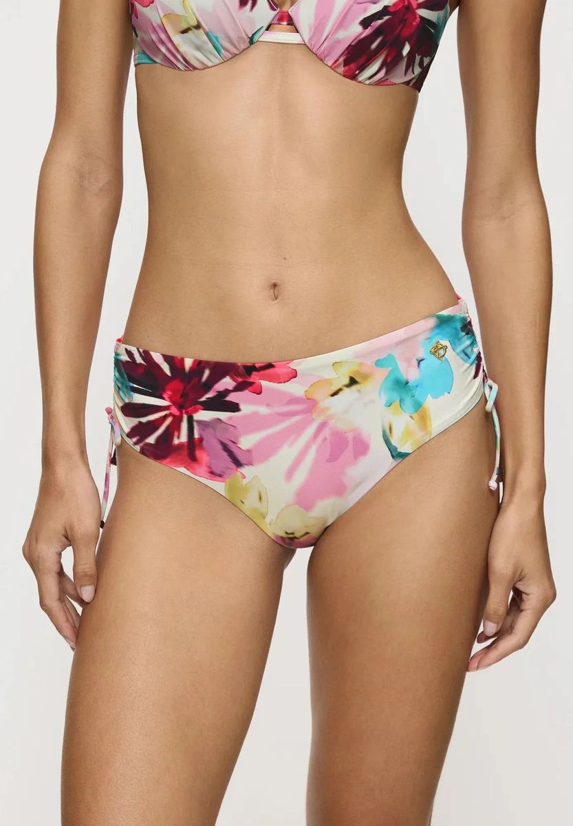 Bikini-Hose mit Blumendruck und Bändern