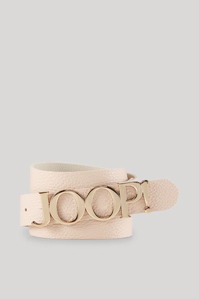 Joop! Cremefarbener Ledergürtel mit goldener Logo-Schnalle Accessoire
