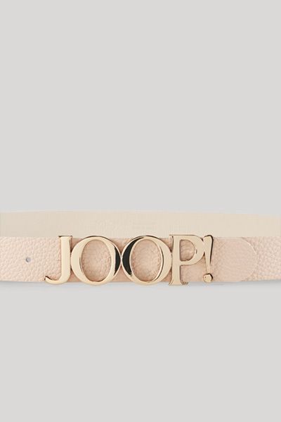Joop! Cremefarbener Ledergürtel mit goldener Logo-Schnalle Accessoire