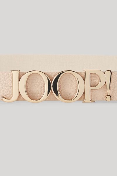 Joop! Cremefarbener Ledergürtel mit goldener Logo-Schnalle Accessoire