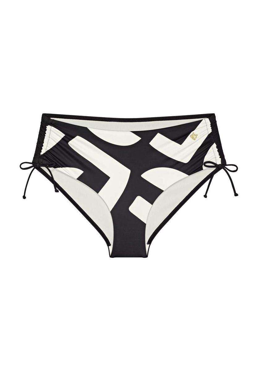 Schwarz-weiße High-Waist Bikinihose