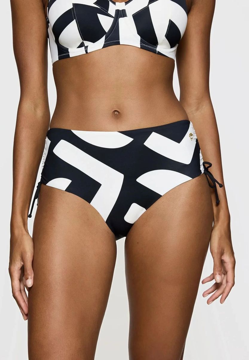 Schwarz-weiße High-Waist Bikinihose