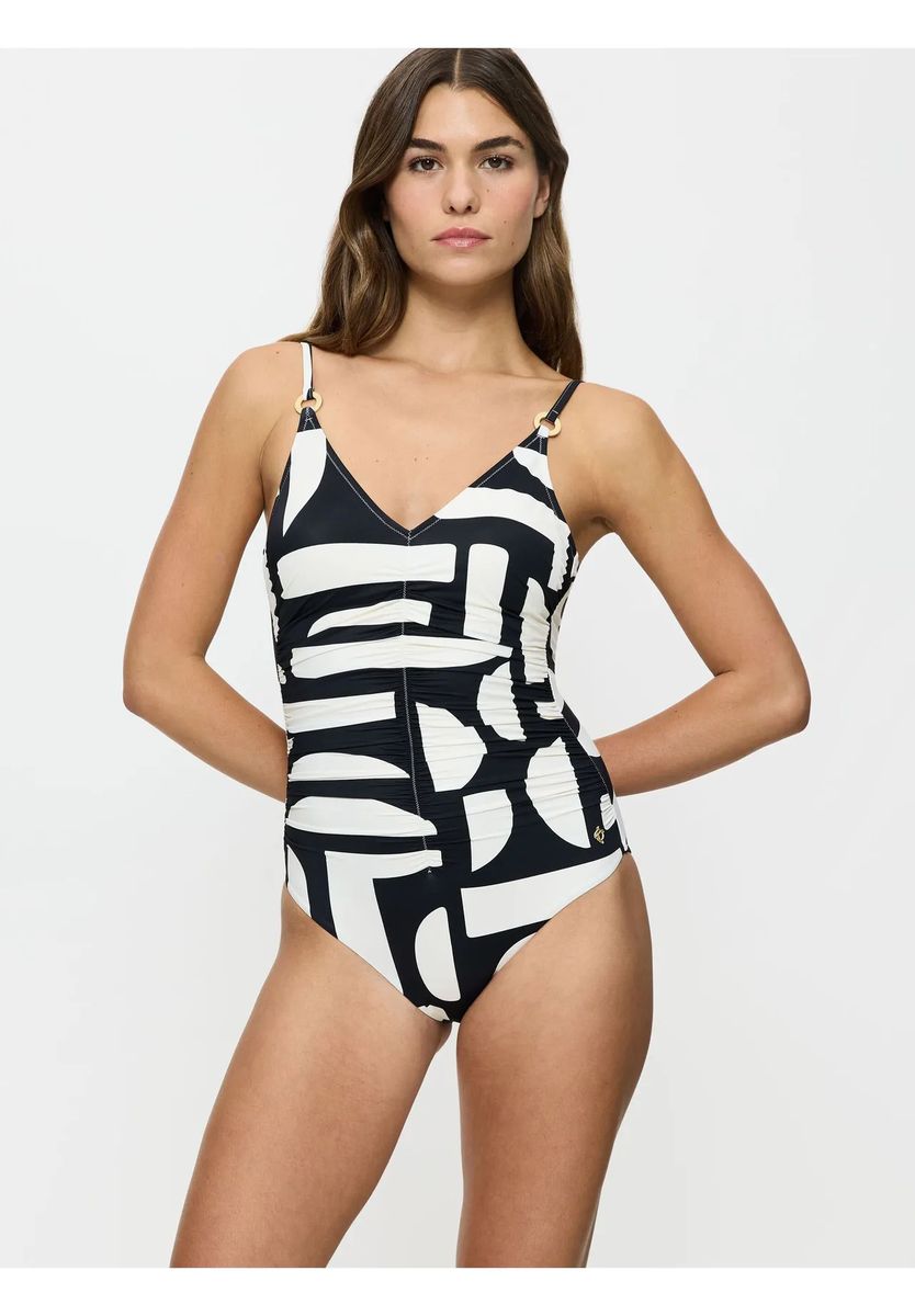 TRIUMPH Summer Allure Badeanzug, verstellbare Träger, Zierringe, für Damen, schwarz|weiß, 40C