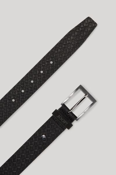 JOOP! Schwarzer Ledergürtel mit Webstruktur und Schnalle
