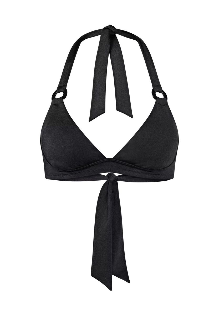 Schwarzes Neckholder-Bikini-Oberteil mit Ringen
