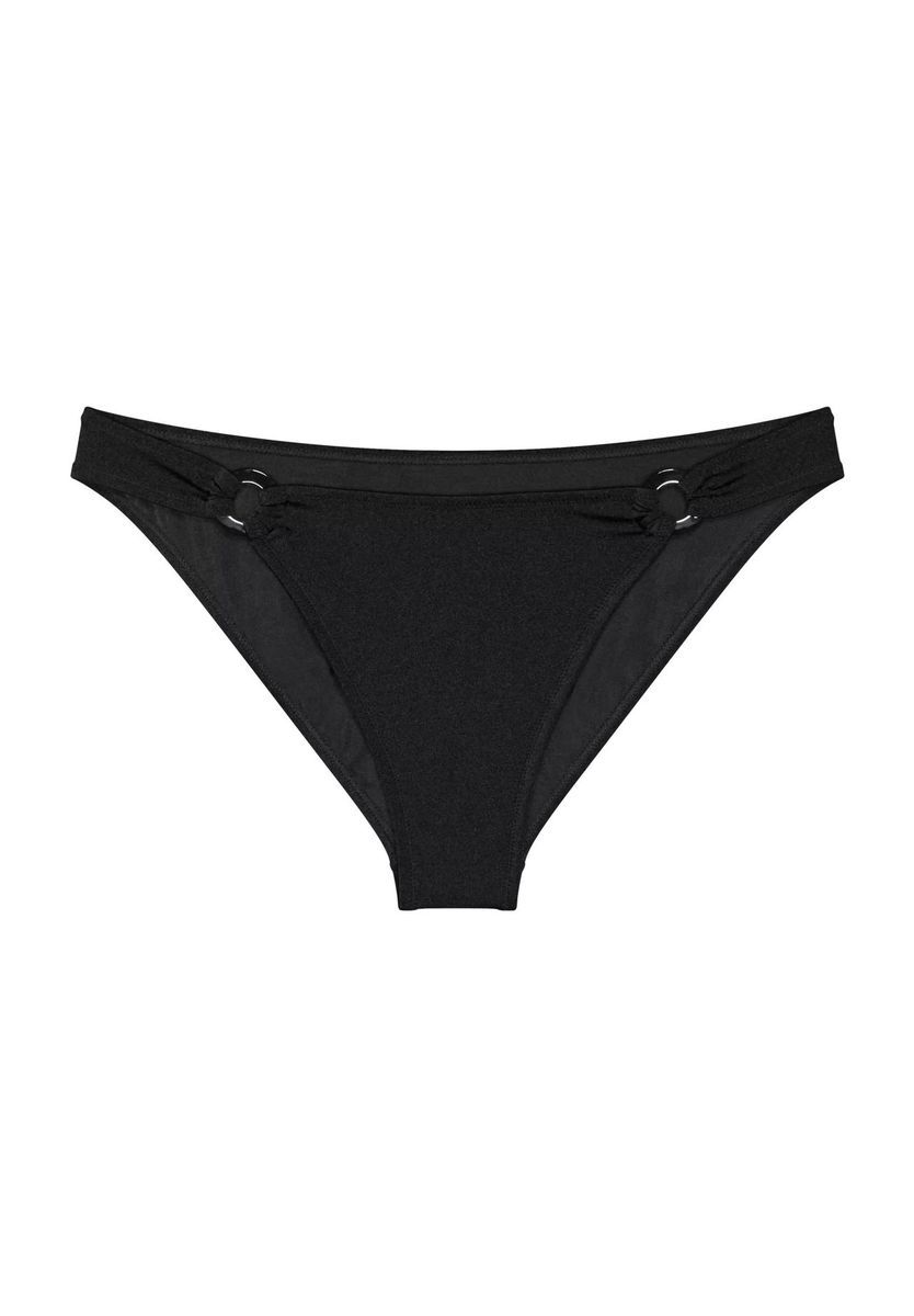 Eleganter schwarzer Bikini-Slip mit Zierringen