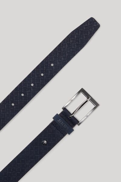 JOOP! Marineblauer Ledergürtel Webdesign mit quadratischer Schnalle