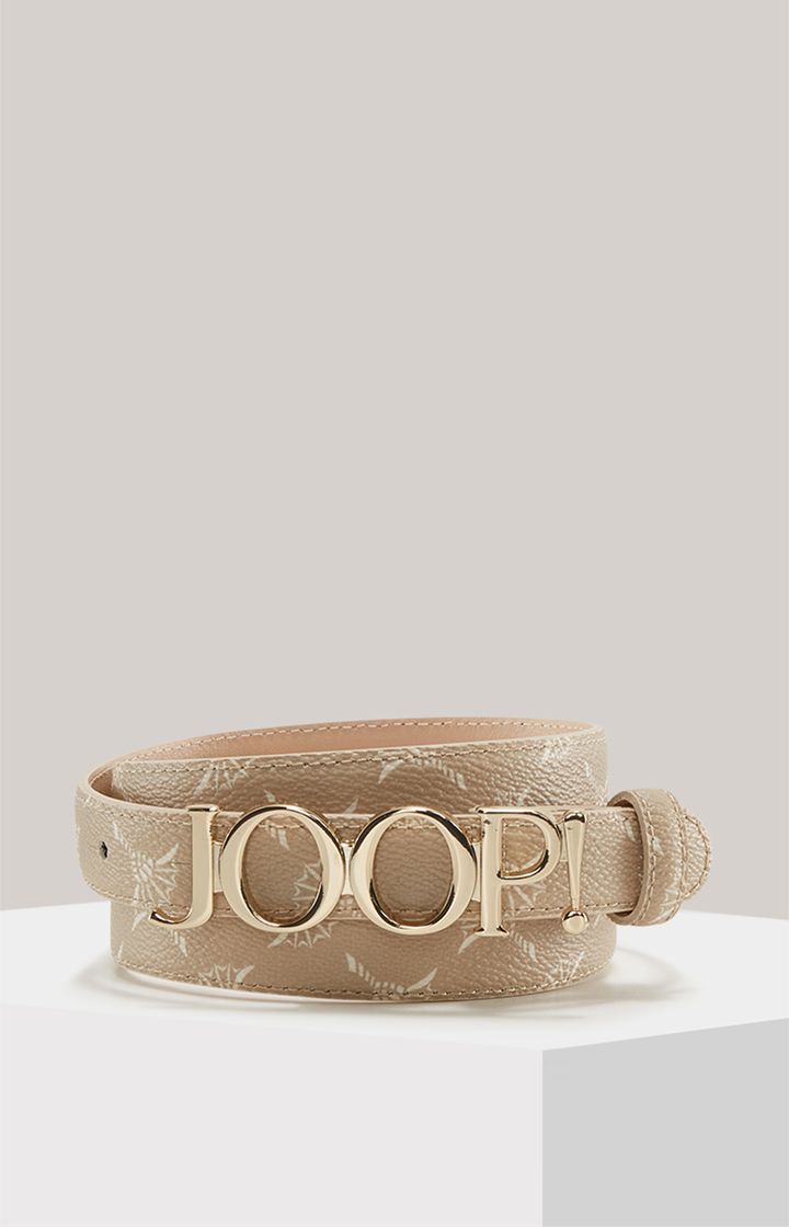 JOOP! Beiger Gürtel mit Logo-Schnalle und Kornblumenprägung