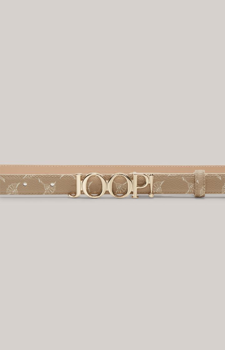 JOOP! Beiger Gürtel mit Logo-Schnalle und Kornblumenprägung