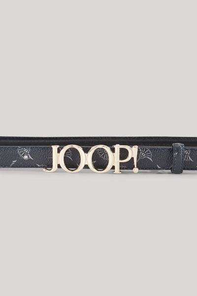 JOOP! Dunkelblauer Gürtel mit Kornblumenmuster und Logo-Schnalle