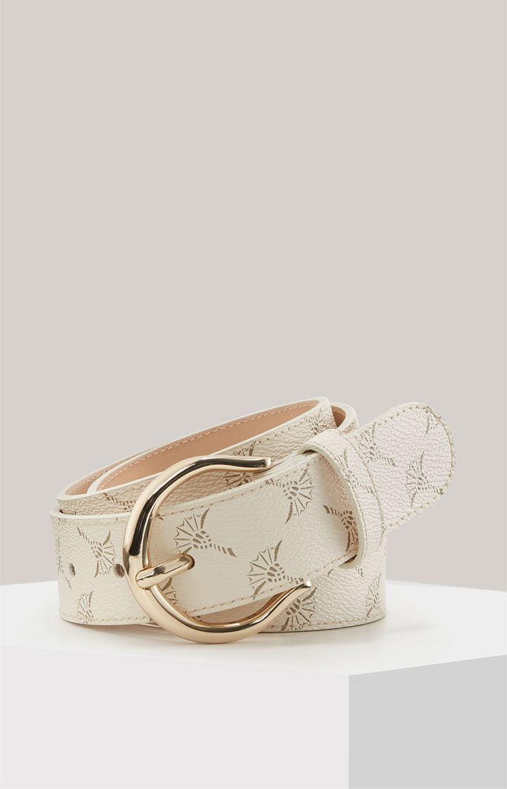 JOOP! Offwhite Gürtel mit Kornblumenmuster und Goldschnalle