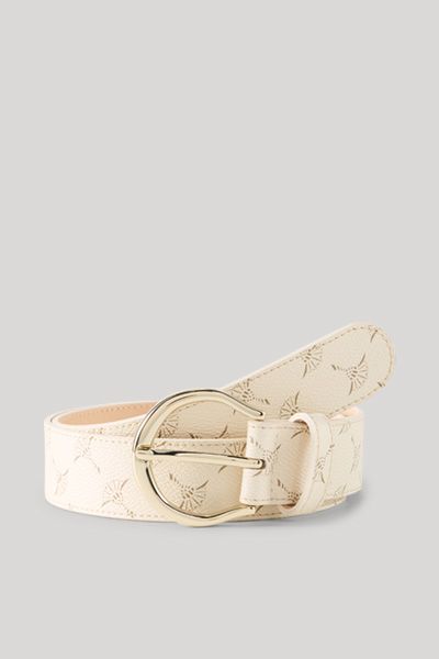 JOOP! Offwhite Gürtel mit Kornblumenmuster und Goldschnalle
