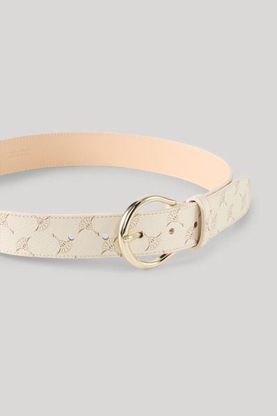 JOOP! Offwhite Gürtel mit Kornblumenmuster und Goldschnalle