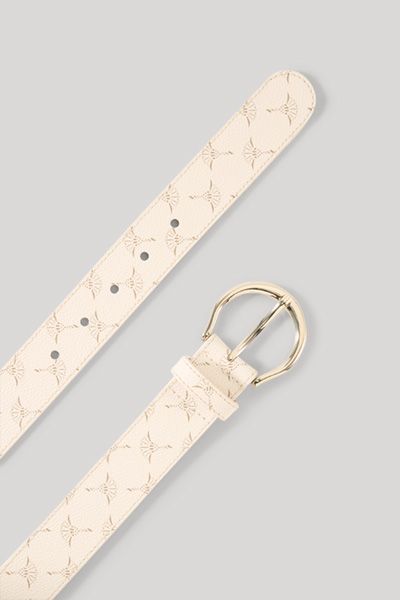 JOOP! Offwhite Gürtel mit Kornblumenmuster und Goldschnalle