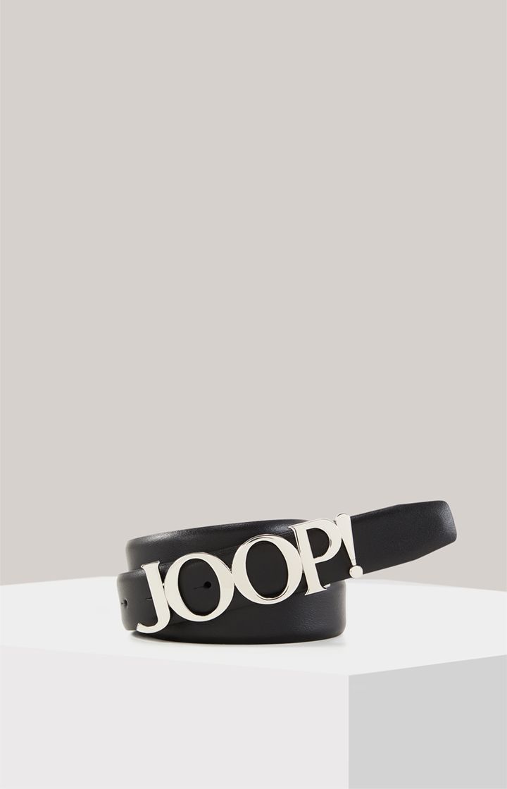 JOOP! Ledergürtel in Schwarz mit silberner Logoschnalle