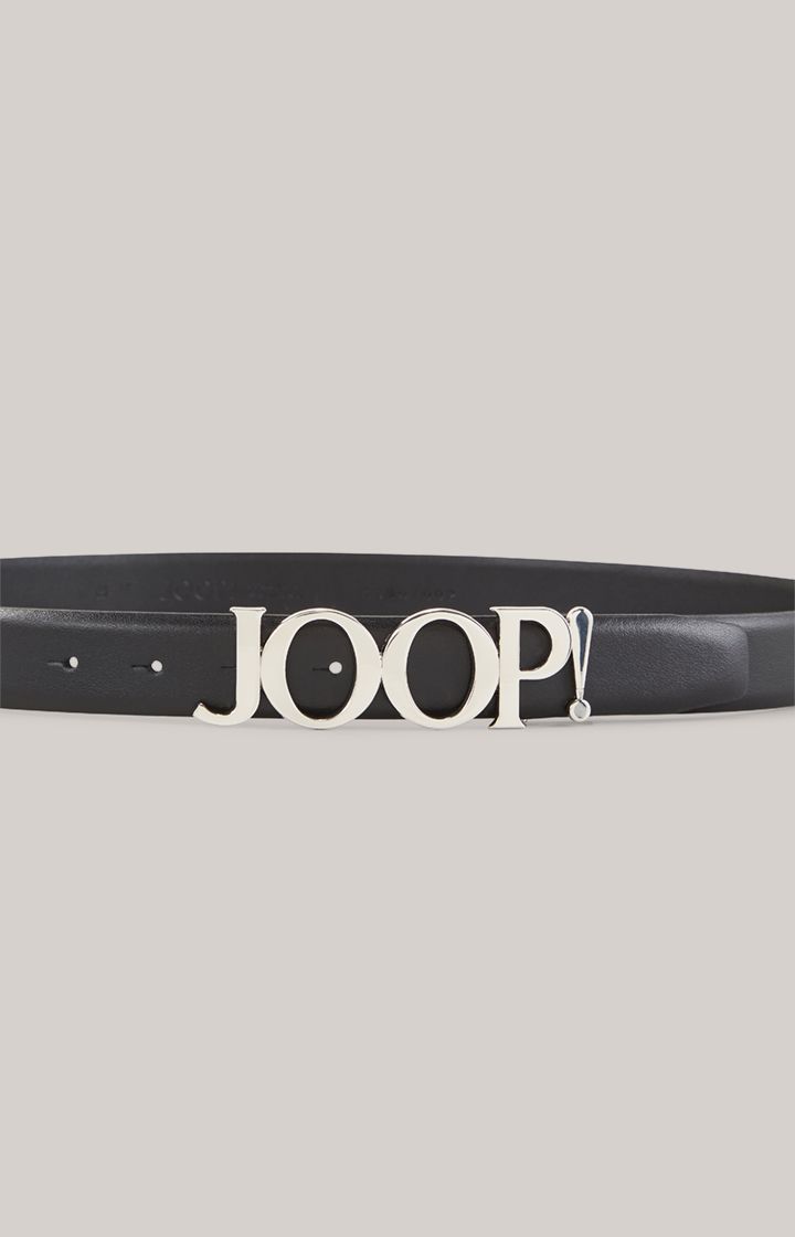 JOOP! Ledergürtel in Schwarz mit silberner Logoschnalle