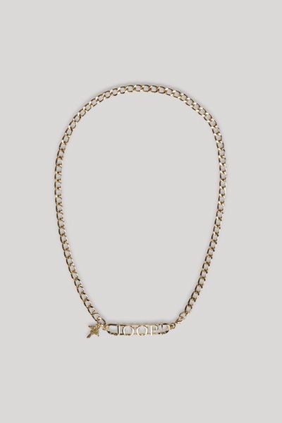 Joop! Goldene Kettengürtel mit Logo und Anhänger Detail