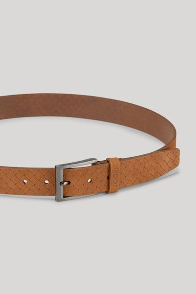 Joop! Cognac Ledergürtel Flechtdesign silberne Schnalle Unisex