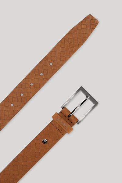 Joop! Cognac Ledergürtel Flechtdesign silberne Schnalle Unisex