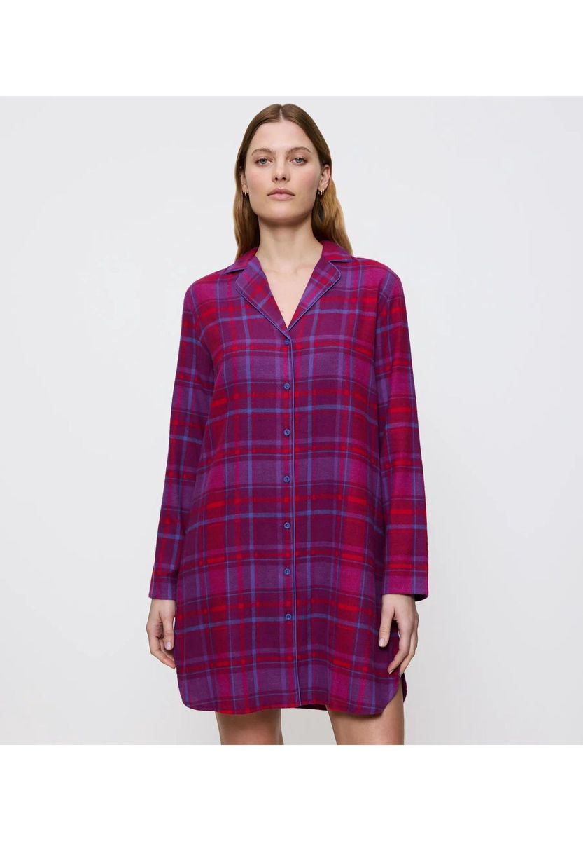 Burgunderfarbenes Boyfriend-Nachthemd aus Baumwolle