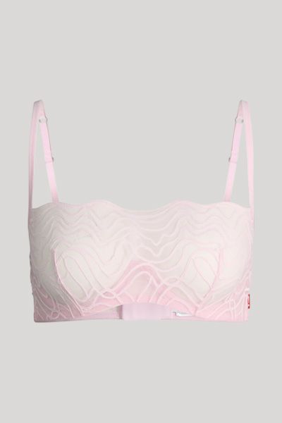 Marken Bandeau-BH aus rosa Spitze mit verstellbaren Trägern