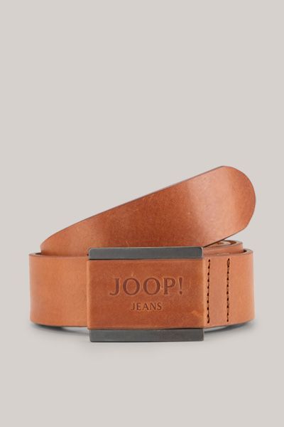 JOOP! Jeans Cognac brauner Ledergürtel mit Metallschnalle