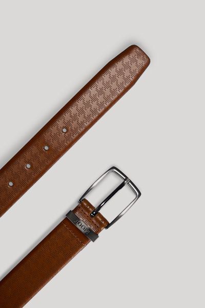 JOOP! Cognac Braun perforierter Ledergürtel mit silberner Schnalle