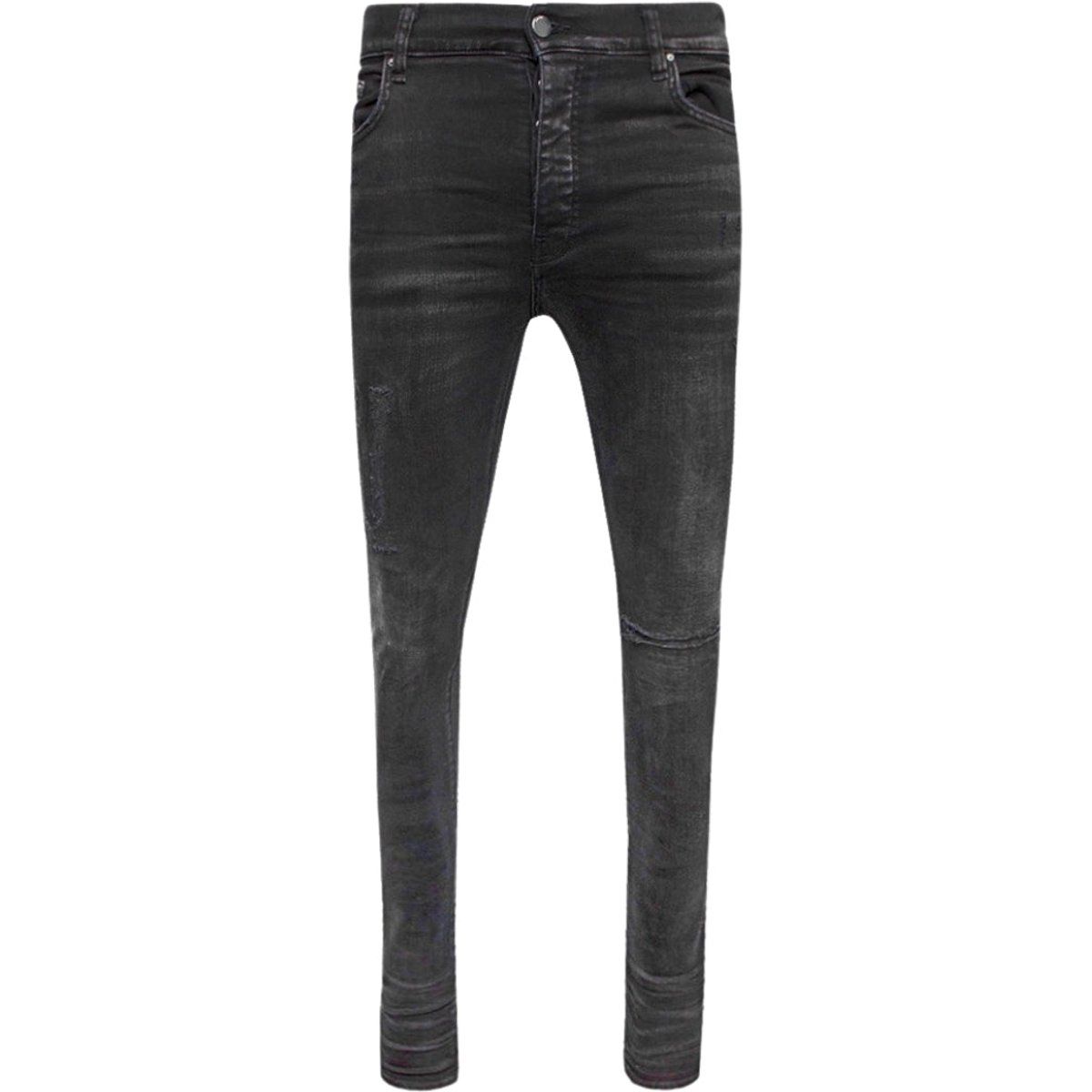 Amiri Slim Fit Distressed Amiri Logo Aged Black Denim-Jeans