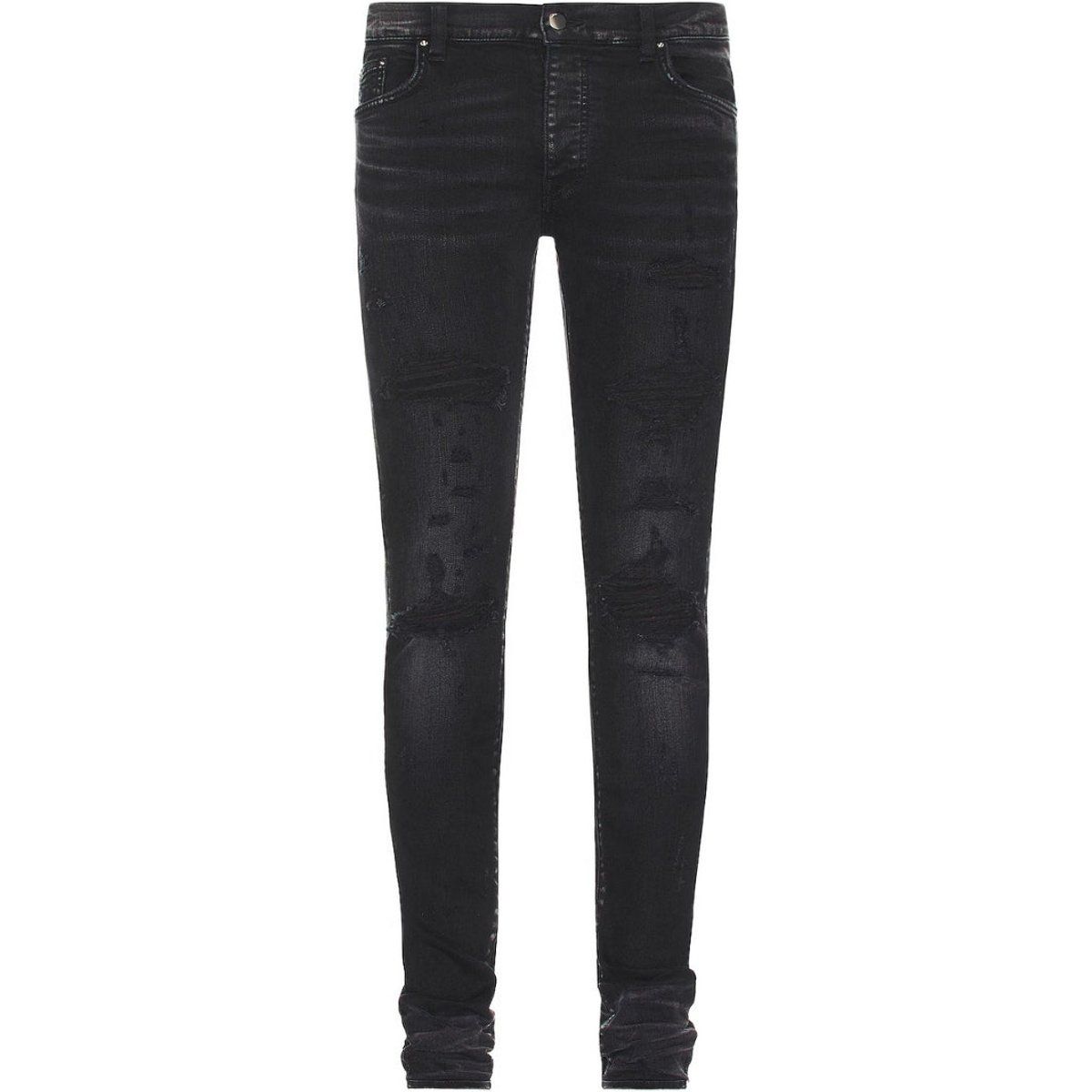 Amiri Slim Fit Thrasher Plus Jeans aus gealtertem schwarzem Denim