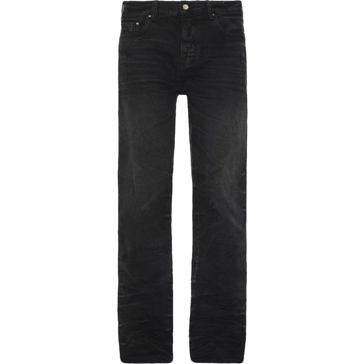 Amiri Stack Straight Fit verblasste schwarze Jeans