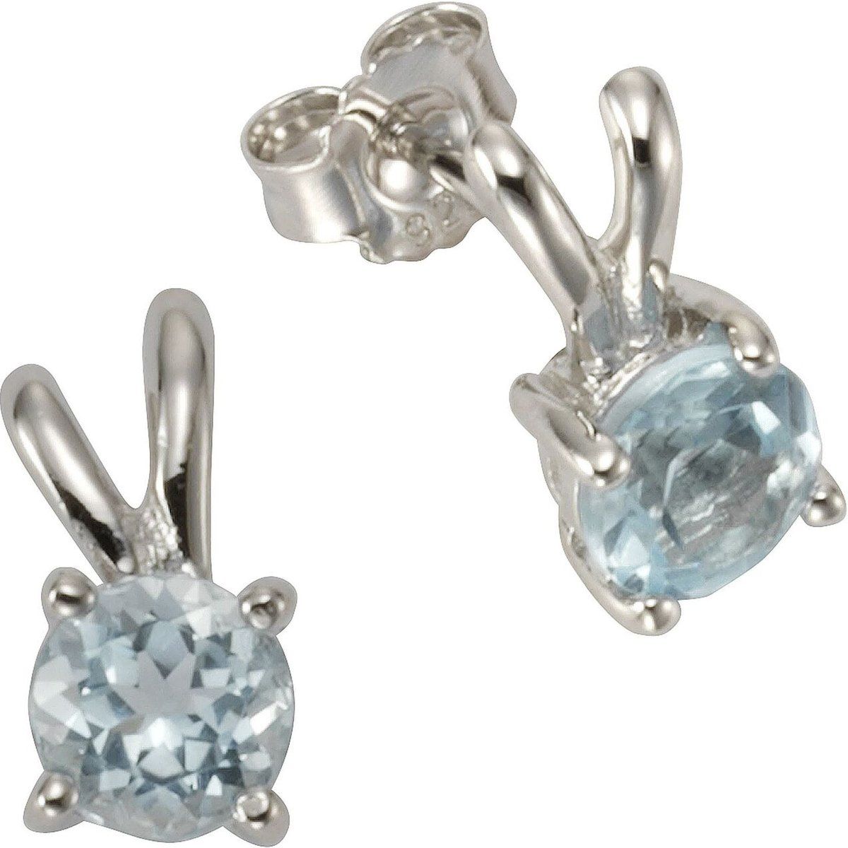 Zeeme Gemstones Ohrringe Silber 925 rhodiniert mit 2x Blautopas (beh.) 6mm