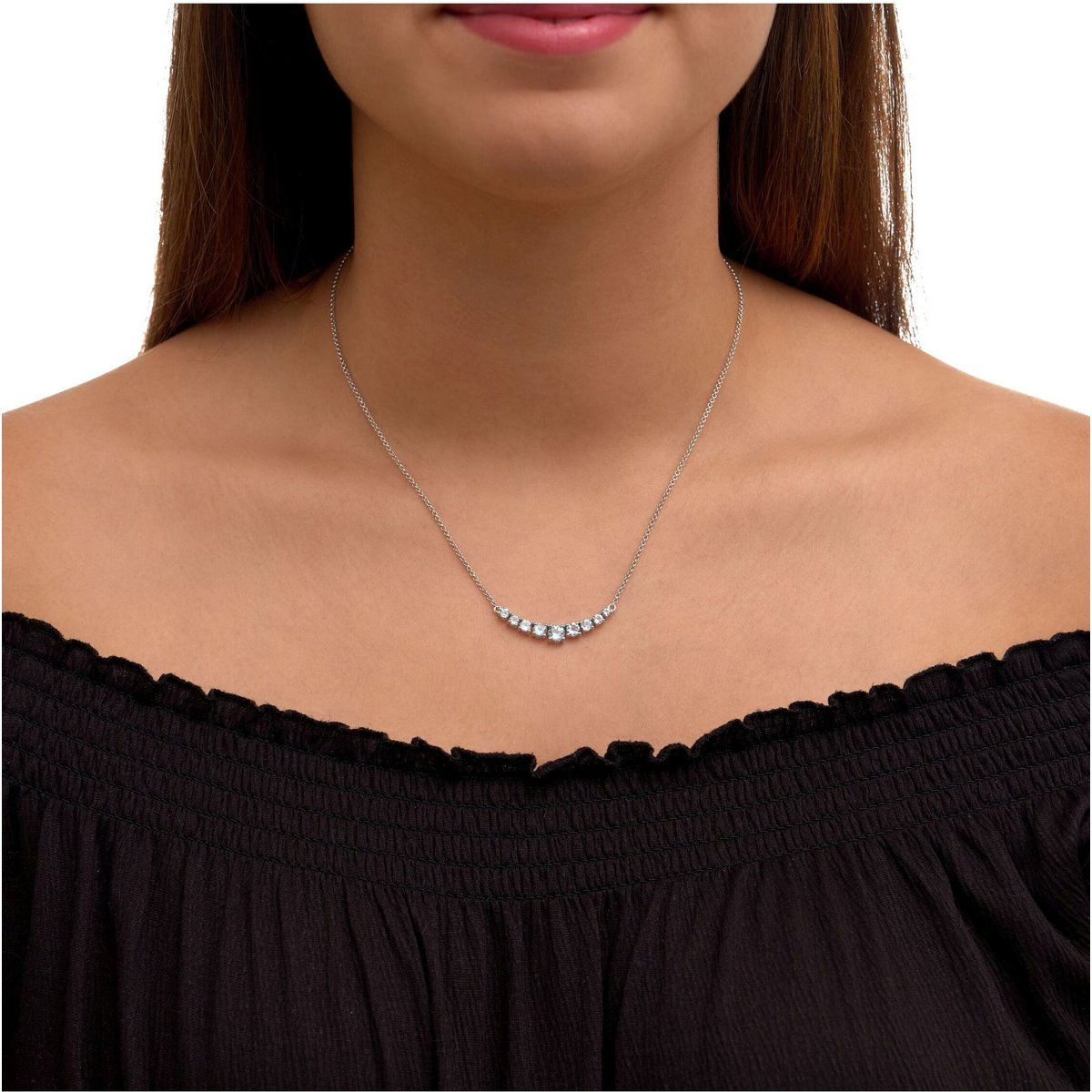 Zeeme Gemstones Halskette Silber 925 rhodiniert mit 9x Blautopas (beh.)