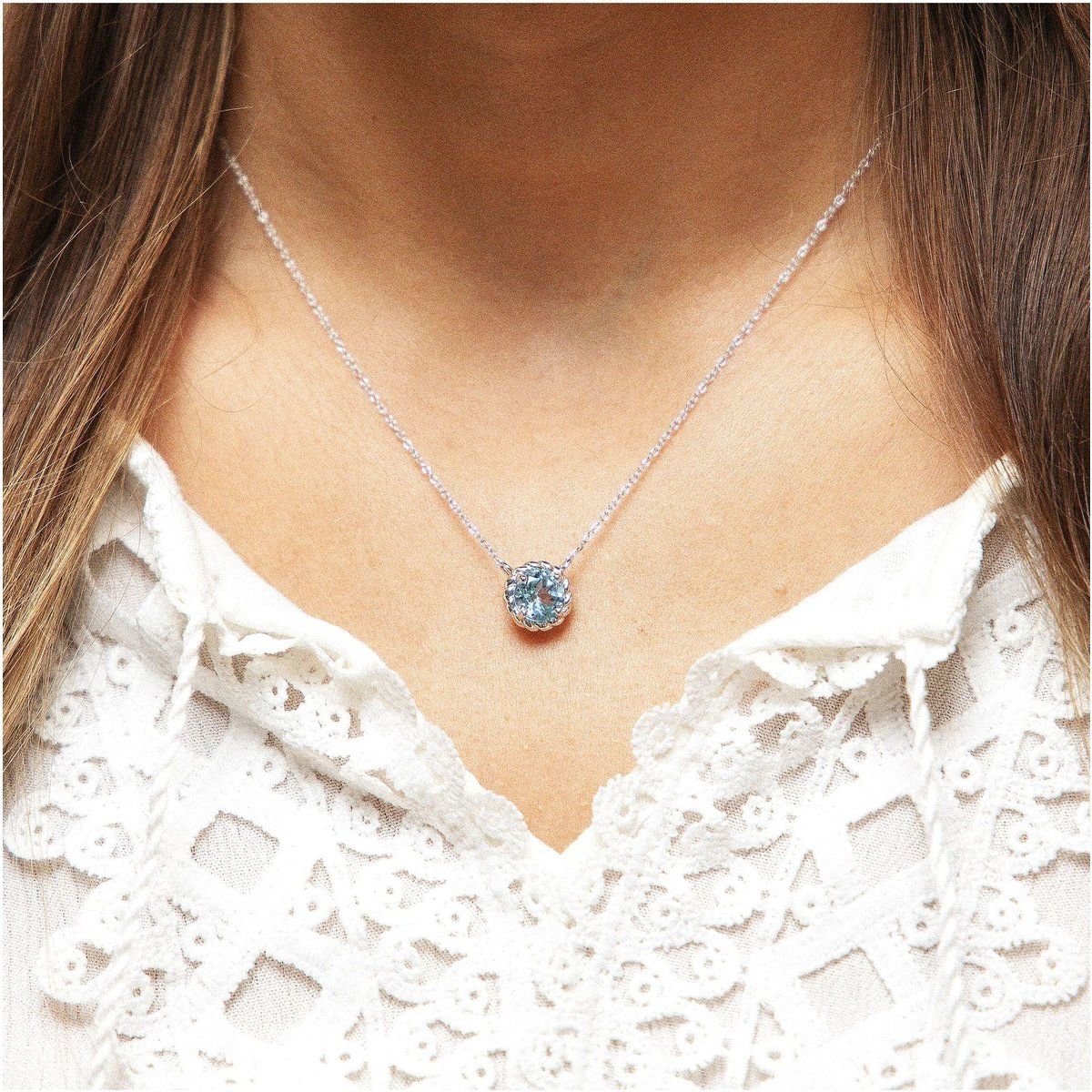 Zeeme Gemstones Halskette Silber 925 rhodiniert 42+5cm mit Blautopas (beh.) 8mm
