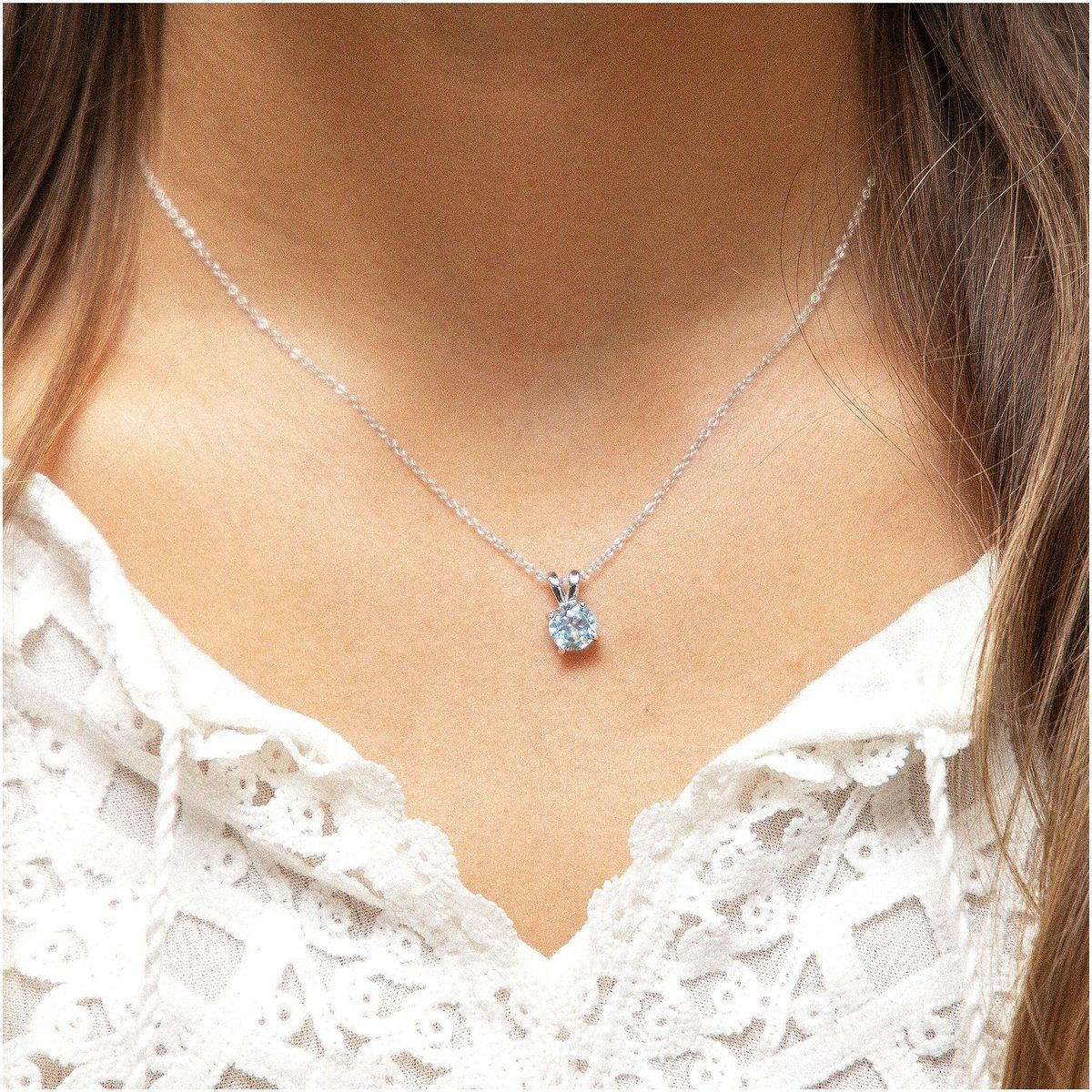 Zeeme Gemstones Halskette Silber 925 rhodiniert 42+3cm mit Blautopas (beh.)