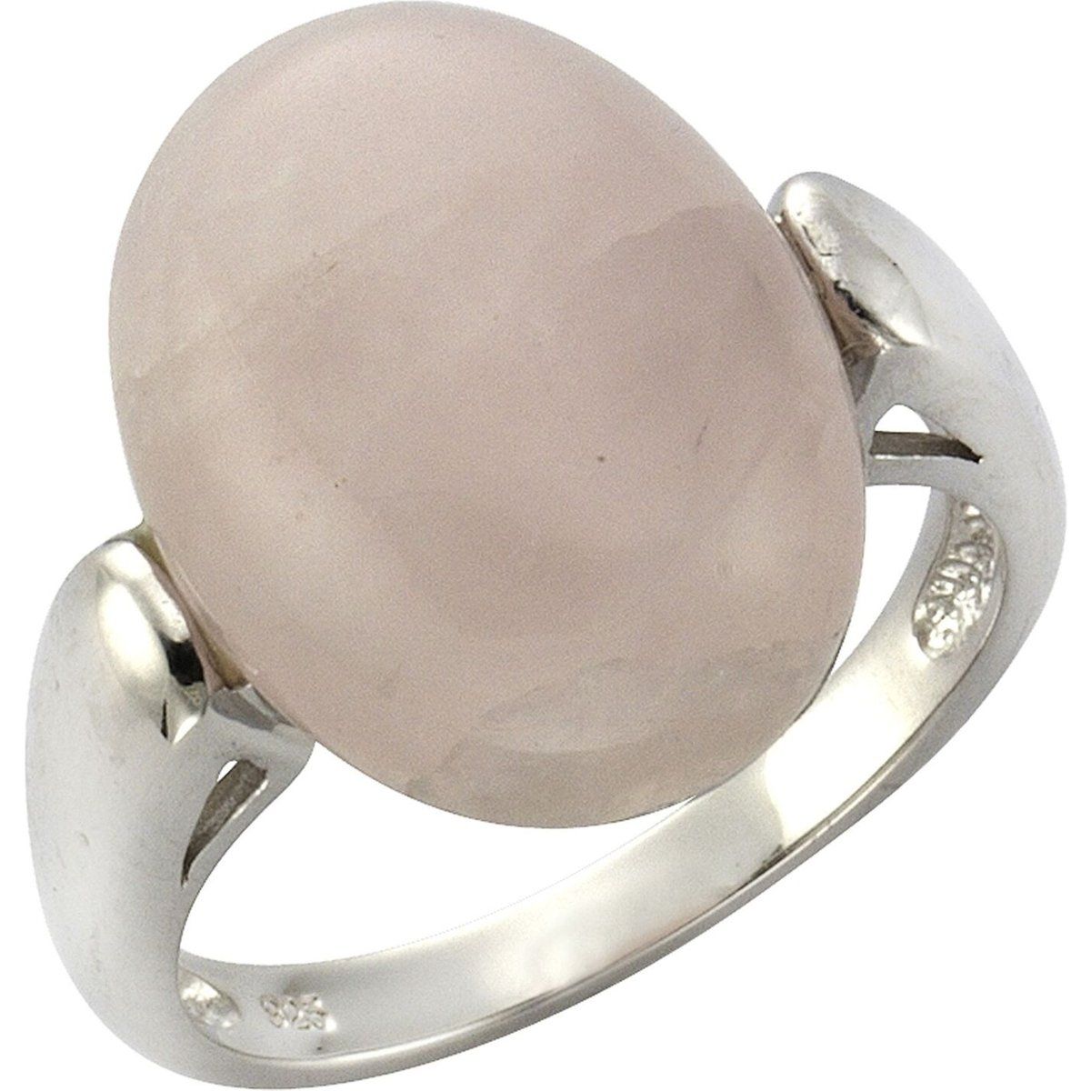 Zeeme Gemstones Ring 925 Sterling Silber rhodiniert mit echtem Rosenquarz 16x12mm