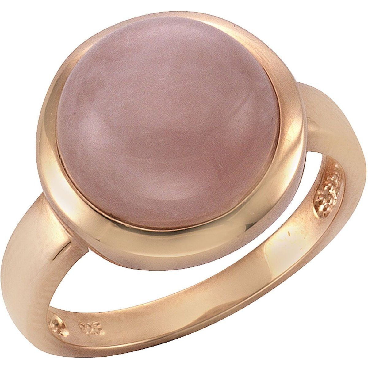 Zeeme Gemstones Ring 925 Sterling Silber rosé-vergoldet mit echtem Rosenquarz 12mm