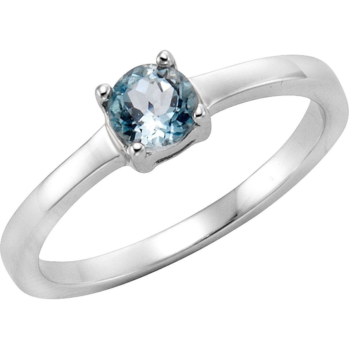 Zeeme Gemstones Ring Silber 925 rhodiniert mit Blautopas (beh.) 5mm