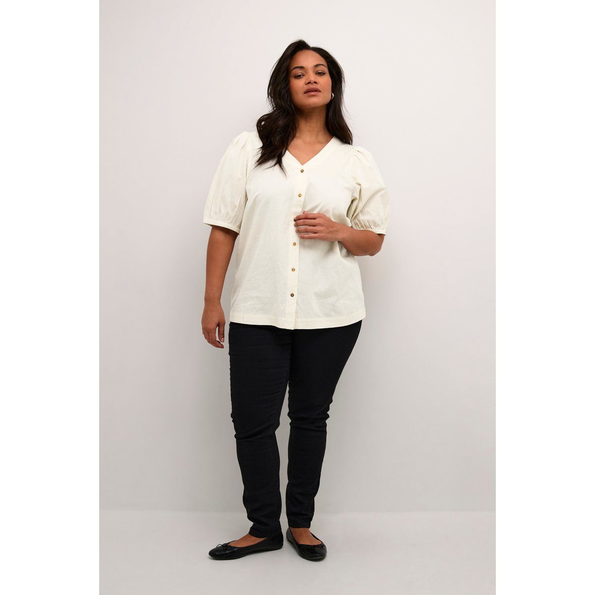 Kurzarm-Bluse Regular fit Turtledove white