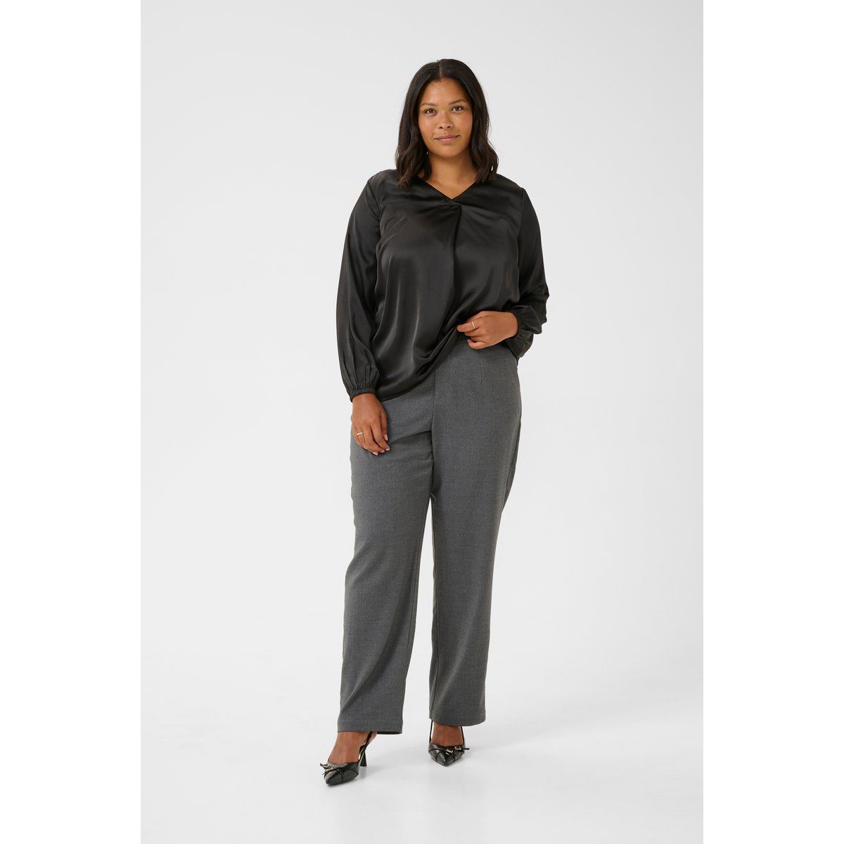 Langarm-Bluse Regular fit Black