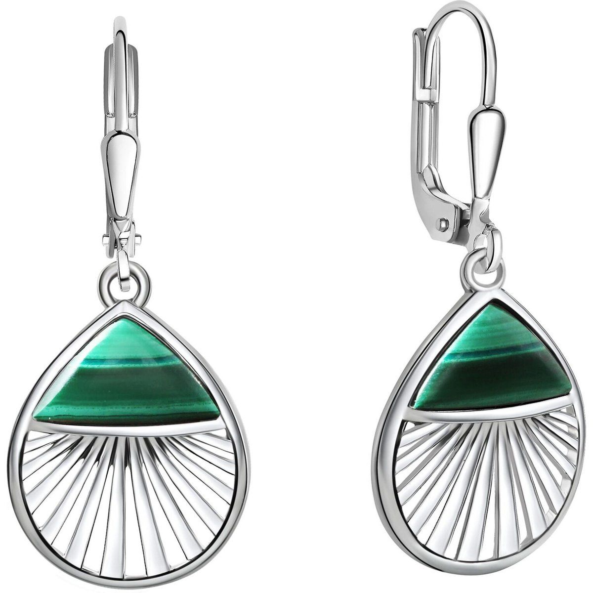 Zeeme Gemstones Ohrhänger 925/- Sterling Silber rhodiniert Malachit