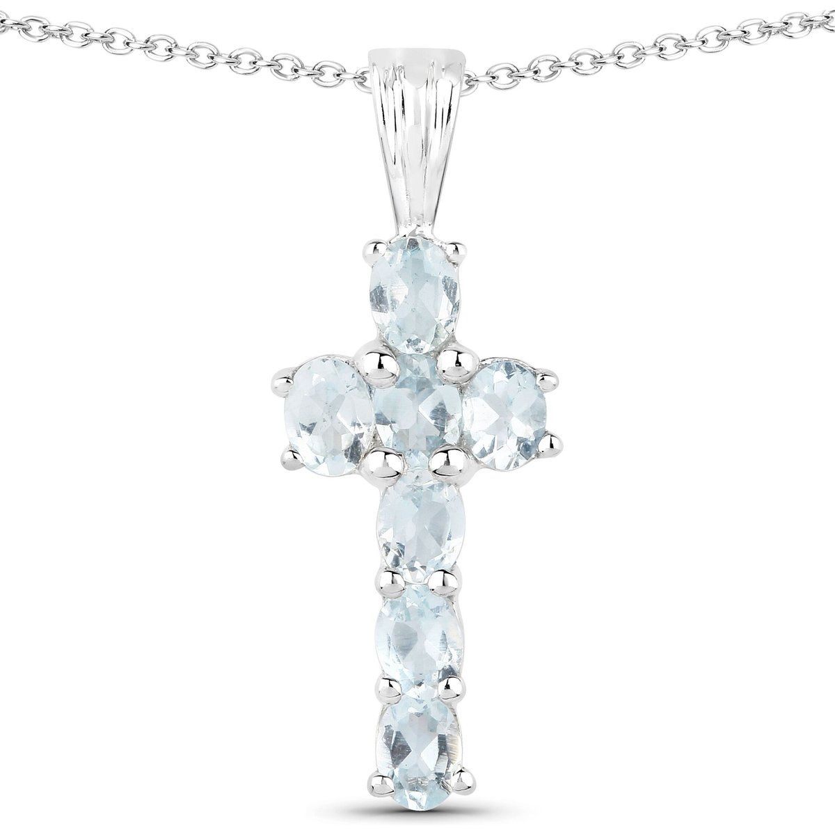Vira Jewels Anhänger mit Kette 925-Sterling Silber rhodiniert Glänzend  Aquamarine hellblau