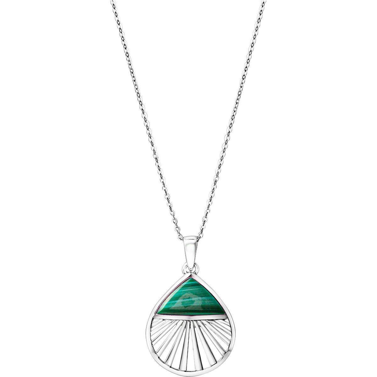 Zeeme Gemstones Anhänger mit Kette 925/- Sterling Silber rhodiniert Malachit