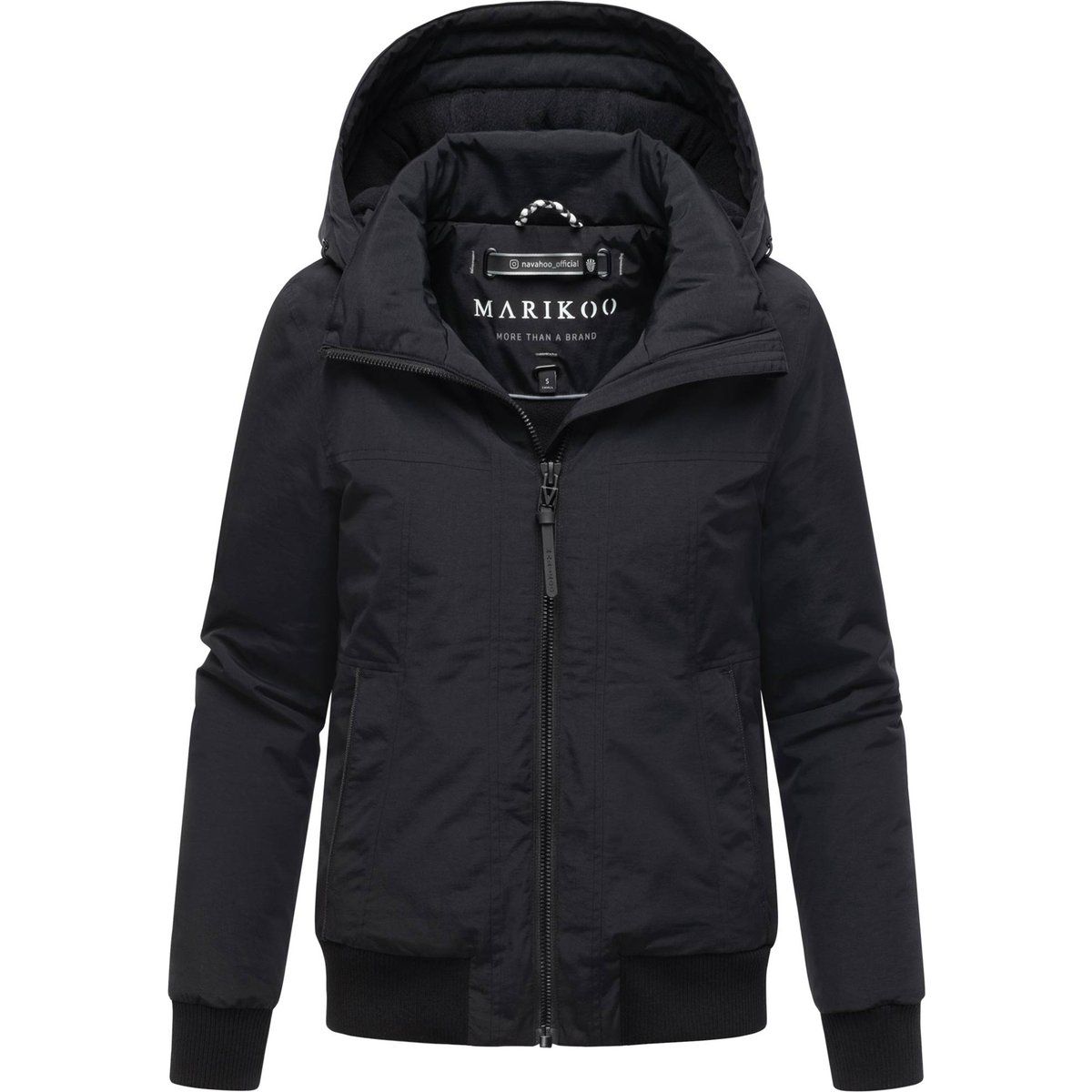 Marikoo Damen Winterjacke Mooni 16 im sportlichen Bomber-Stil mit Kapuze