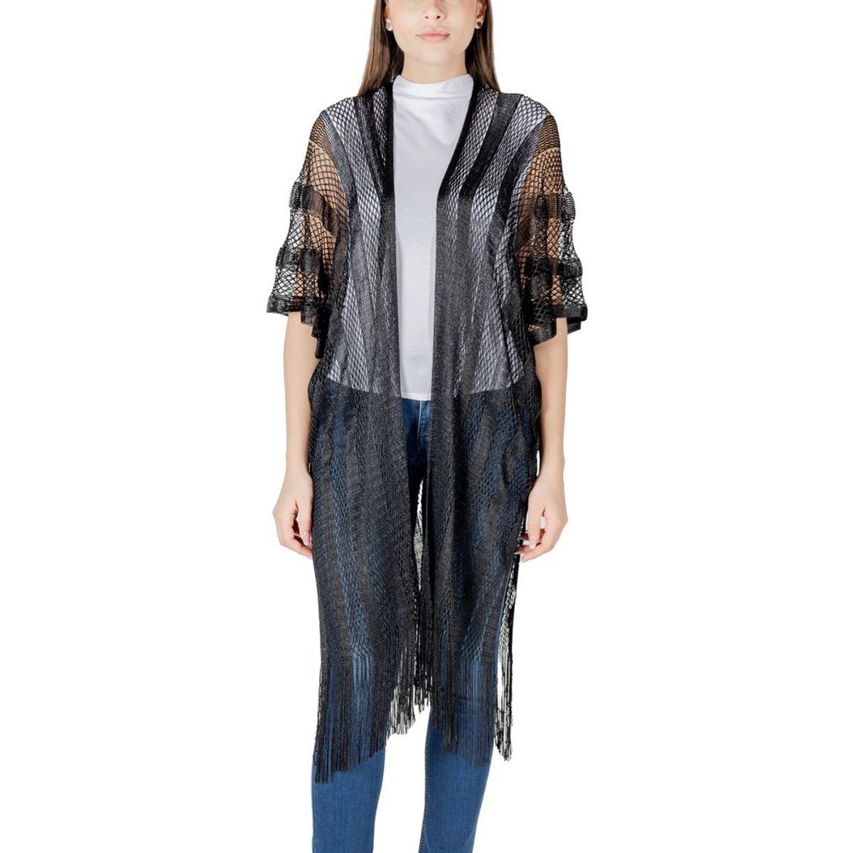 Fransen Saum Rüschensleeve Strickjacke