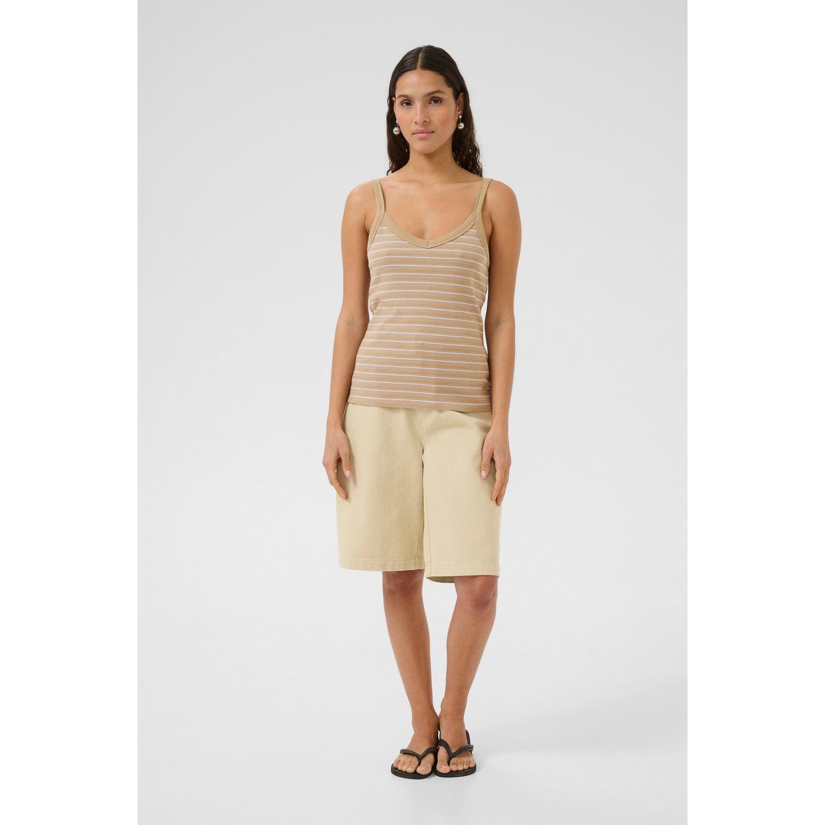 Jerseytop Slim fit Ova chincilla tank beige